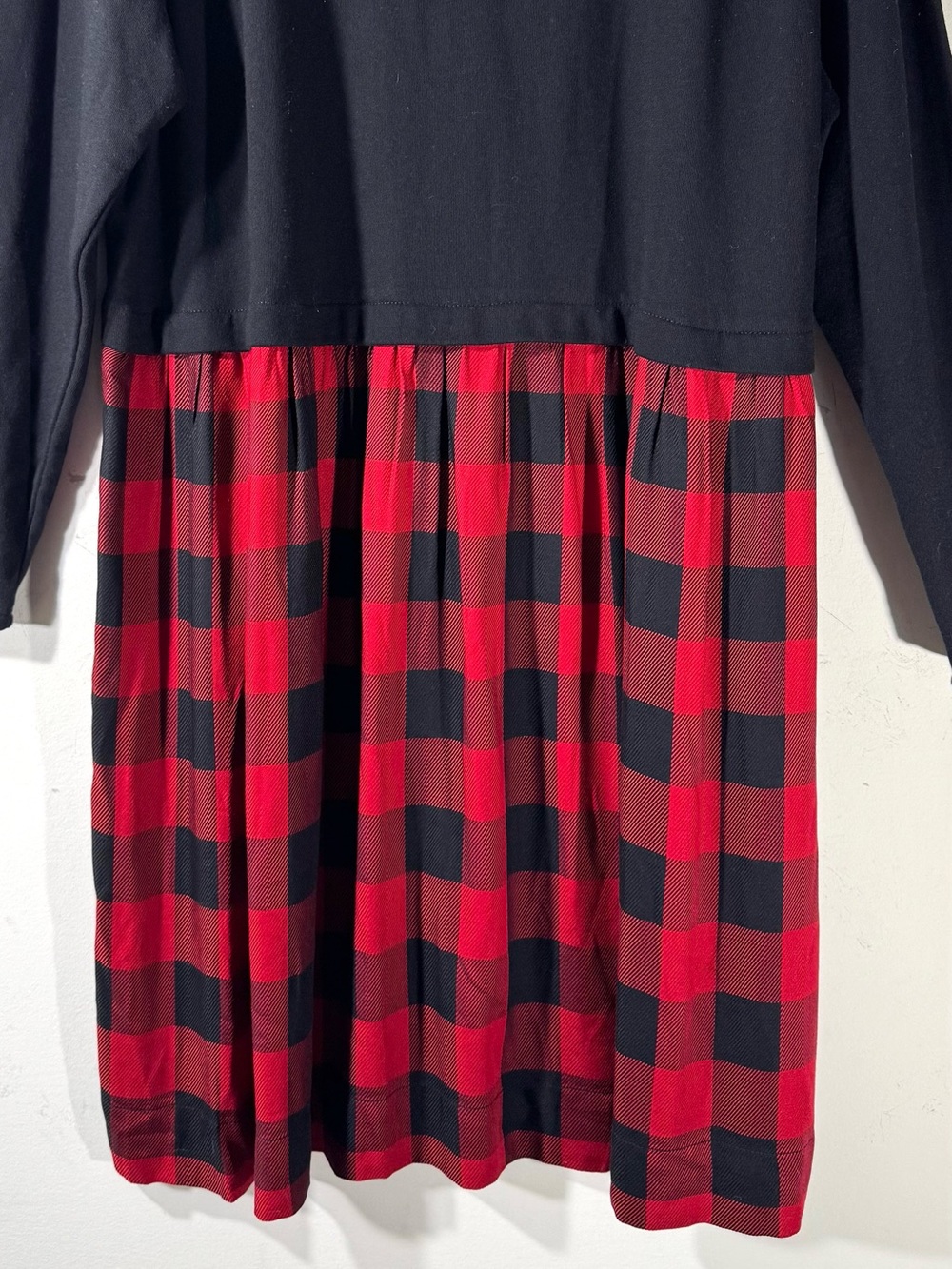 J. Jill Mixed Media Buffalo Plaid Dress Long Sleeve XL Petite - Picture 4 of 10